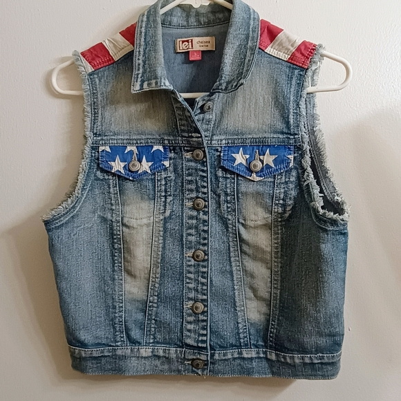 lei Jackets & Blazers - LEI Denim Vest with Stars and Stripes